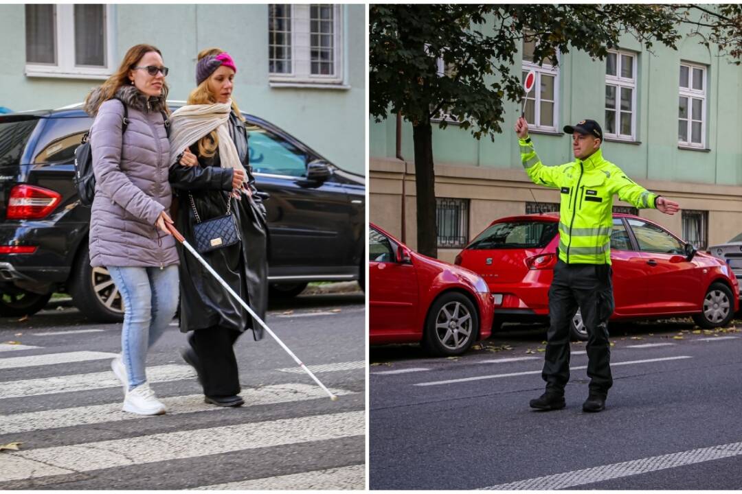 Polícia kontroluje, či pustíte slepcov cez priechod. V Trnavskom kraji prebieha Deň bielej palice